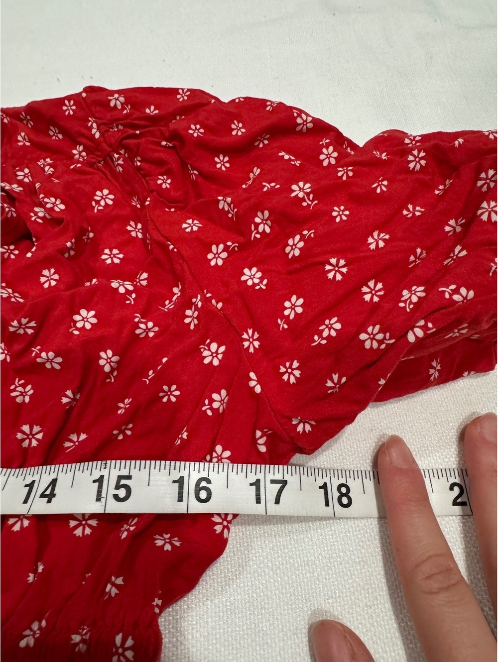 Madewell Sophia Red Bandana Floral Smocked Puff Sleeve Mini Dress Size Medium - Picture 8 of 9